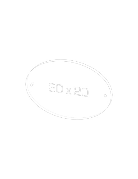 OUTLET - TARGA PLEXI 30x20 cm ovale - 2 fori - sp. 10 cm
