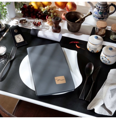 OUTLET - Porta menu in PVC termosaldato - formato 4RE - colore grigio - 6 buste