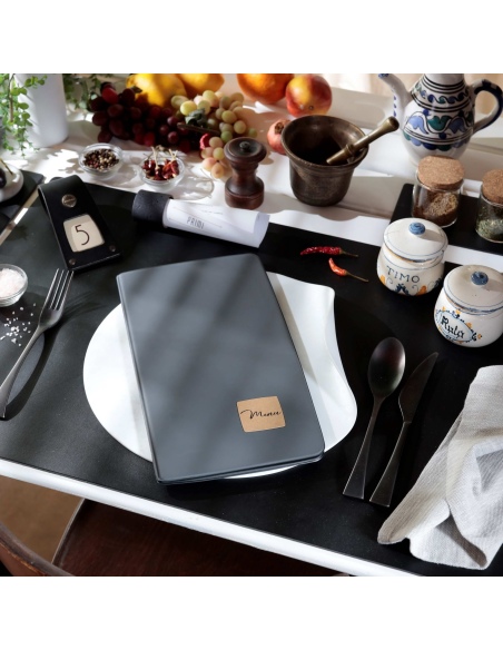 OUTLET - Porta menu in PVC termosaldato - formato 4RE - colore grigio - 6 buste