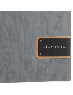 OUTLET - Porta menu 23,2x31,8 cm (A4) etichetta PATCH "menu" 2 buste CHEF GRIGIO 2