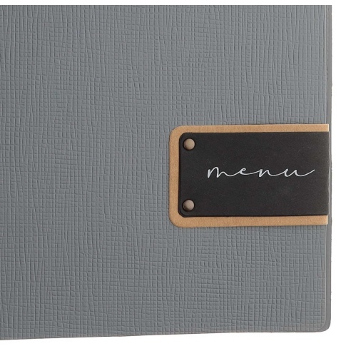 OUTLET - Porta menu 23,2x31,8 cm (A4) etichetta PATCH "menu" 2 buste CHEF GRIGIO