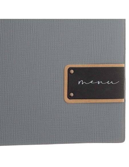 OUTLET - Porta menu 23,2x31,8 cm (A4) etichetta PATCH "menu" 2 buste CHEF GRIGIO