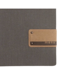 OUTLET - Porta menu 23,2x31,8 cm (A4) etichetta PATCH "menu" 2 buste JUTA GRIGIO 1 2