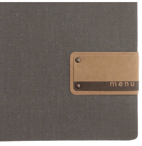 OUTLET - Porta menu 23,2x31,8 cm (A4) etichetta PATCH "menu" 2 buste JUTA GRIGIO 1