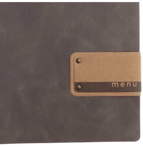 OUTLET - Porta menu 23,2x31,8 cm (A4) etichetta PATCH "menu" 2 buste JUTA GRIGIO 2