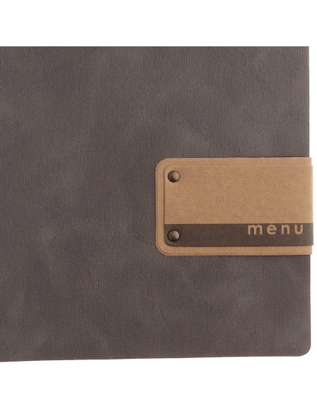 OUTLET - Porta menu 23,2x31,8 cm (A4) etichetta PATCH "menu" 2 buste JUTA GRIGIO 2