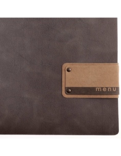 OUTLET - Porta menu 23,2x31,8 cm (A4) etichetta PATCH "menu" 2 buste JUTA GRIGIO 3 2
