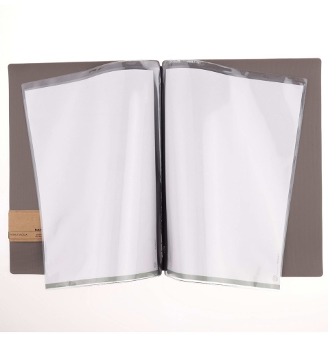 OUTLET - Porta menu 23,2x31,8 cm (A4) etichetta PATCH "menu" 2 buste JUTA GRIGIO 3