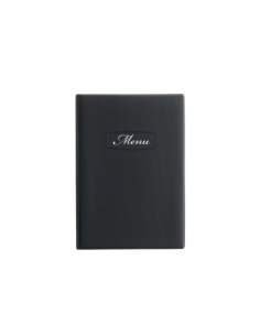 OUTLET - Porta Menu TOSCANA A5 scritta menu serigrafata 4 buste + 2 tasche NERO TEX4