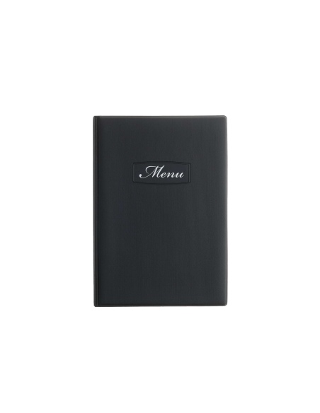 OUTLET - Porta Menu TOSCANA A5 scritta menu serigrafata 4 buste + 2 tasche NERO TEX4