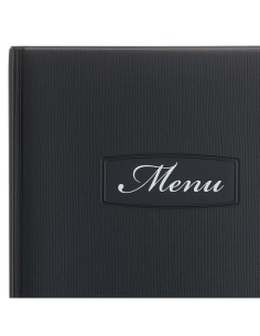 OUTLET - Porta Menu TOSCANA A5 scritta menu serigrafata 4 buste + 2 tasche NERO TEX4 2