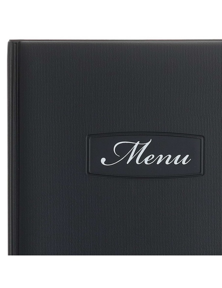 OUTLET - Porta Menu TOSCANA A5 scritta menu serigrafata 4 buste + 2 tasche NERO TEX4