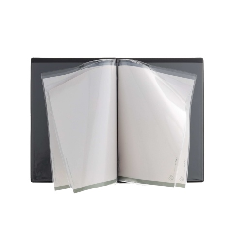 OUTLET - Porta Menu TOSCANA A5 scritta menu serigrafata 4 buste + 2 tasche NERO TEX4