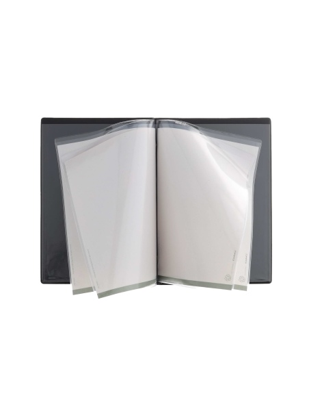 OUTLET - Porta Menu TOSCANA A5 scritta menu serigrafata 4 buste + 2 tasche NERO TEX4