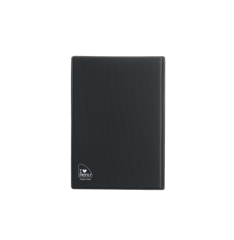 OUTLET - Porta Menu TOSCANA A5 scritta menu serigrafata 4 buste + 2 tasche NERO TEX4