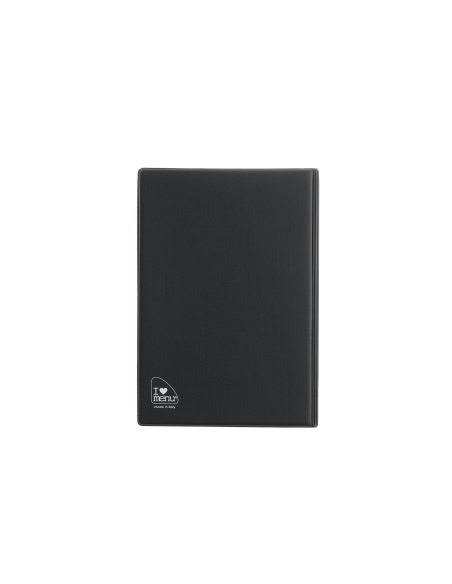 OUTLET - Porta Menu TOSCANA A5 scritta menu serigrafata 4 buste + 2 tasche NERO TEX4