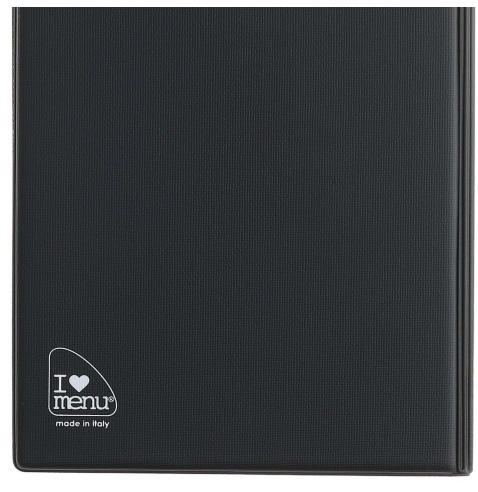 OUTLET - Porta Menu TOSCANA A5 scritta menu serigrafata 4 buste + 2 tasche NERO TEX4