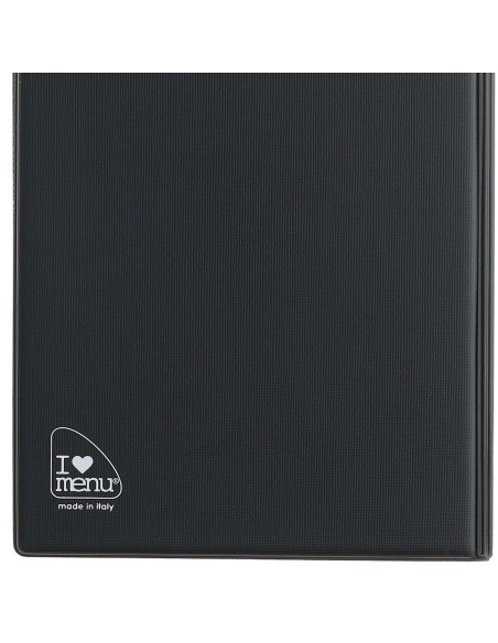 OUTLET - Porta Menu TOSCANA A5 scritta menu serigrafata 4 buste + 2 tasche NERO TEX4