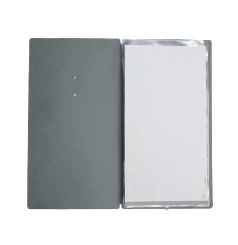 OUTLET - Porta menu in vera pelle rigenerata - formato 17,4x31,8 cm (4RE) - colore grigio - 2 buste