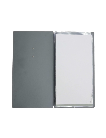 OUTLET - Porta menu in vera pelle rigenerata - formato 17,4x31,8 cm (4RE) - colore grigio - 2 buste