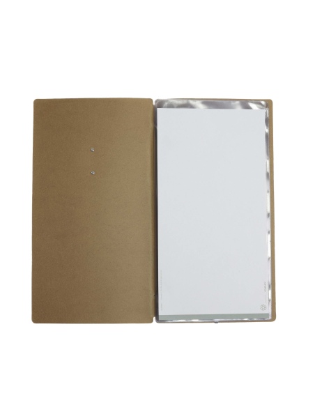 OUTLET - Porta menu in vera pelle rigenerata - formato 17,4x31,8 cm (4RE) - colore naturale - 2 buste