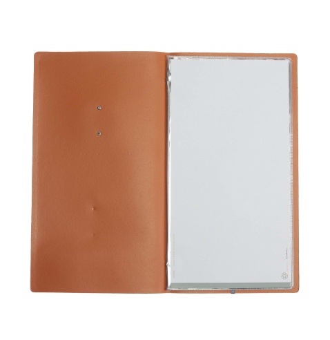 OUTLET - Porta menu in vera pelle rigenerata - formato 17,4x31,8 cm (4RE) - colore arancio - 2 buste - etichetta vini