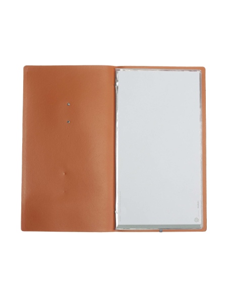 OUTLET - Porta menu in vera pelle rigenerata - formato 17,4x31,8 cm (4RE) - colore arancio - 2 buste - etichetta vini