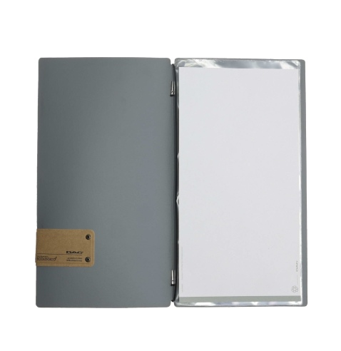 OUTLET - Porta menu in vera pelle rigenerata - formato 17,4x31,8 cm (4RE) - colore grigio - 2 buste