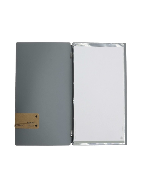 OUTLET - Porta menu in vera pelle rigenerata - formato 17,4x31,8 cm (4RE) - colore grigio - 2 buste
