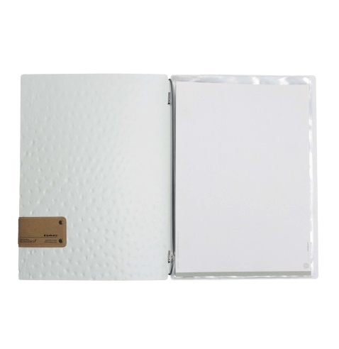 OUTLET - Porta menu in vera pelle rigenerata - formato 23,2x31,8 cm (A4) - colore BIANCO STRUZZO - 2 buste