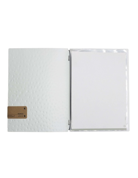 OUTLET - Porta menu in vera pelle rigenerata - formato 23,2x31,8 cm (A4) - colore BIANCO STRUZZO - 2 buste