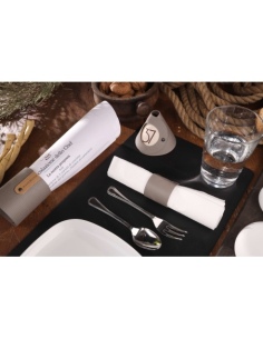 BELT L porta tovagliolo conf. 4 pz. etichetta PATCH "personalizzata" (minimo 18 pezzi) conf. 4 pz. CHEF TORTORA 2