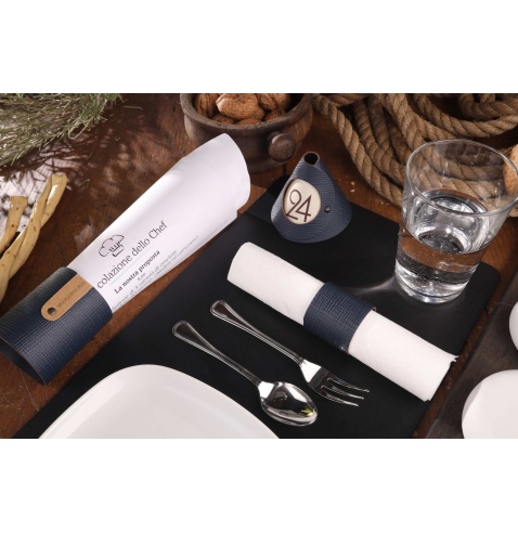 BELT L porta tovagliolo conf. 4 pz. etichetta PATCH "personalizzata" (minimo 18 pezzi) conf. 4 pz. CHEF BLU