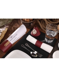 BELT L porta tovagliolo conf. 4 pz. etichetta PATCH "personalizzata" (minimo 18 pezzi) conf. 4 pz. CHEF BORDEAUX 2