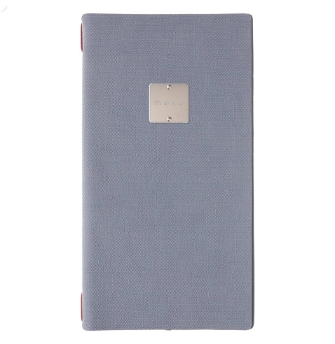 Porta Menu A4 SLIM (17,4x31,8 cm) etichetta METAL "menu" 2 buste (4 facciate) elastico rosso JUTA AVIO
