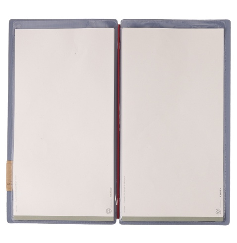 Porta Menu A4 SLIM (17,4x31,8 cm) etichetta PATCH "menu" 2 buste (4 facciate) elastico rosso JUTA AVIO
