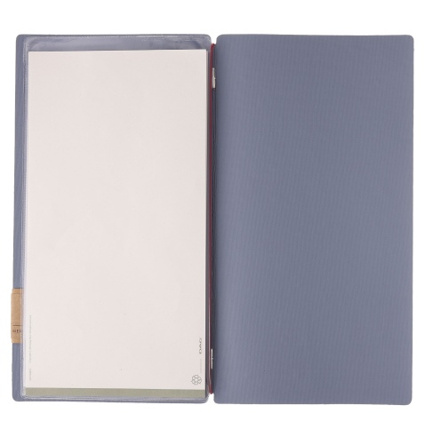 Porta Menu A4 SLIM (17,4x31,8 cm) etichetta PATCH "menu" 2 buste (4 facciate) elastico rosso JUTA AVIO