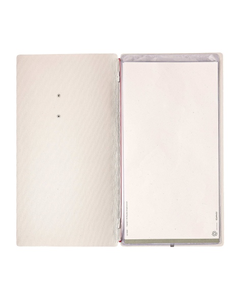 Porta Menu A4 SLIM (17,4x31,8 cm) etichetta METAL "personalizzata" (minimo 18 pezzi) 2 buste (4 facciate) elastico rosso JUTA AV