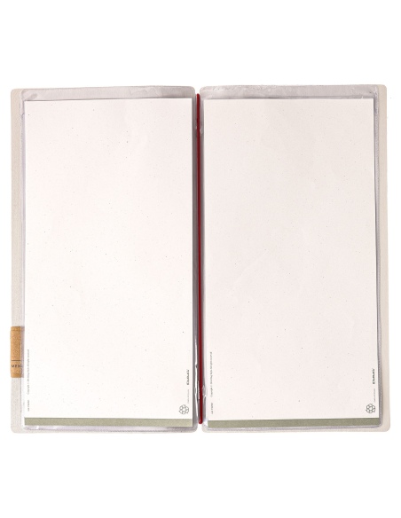 Porta Menu A4 SLIM (17,4x31,8 cm) etichetta PATCH "personalizzata" (minimo 18 pezzi) 2 buste (4 facciate) elastico rosso JUTA AV