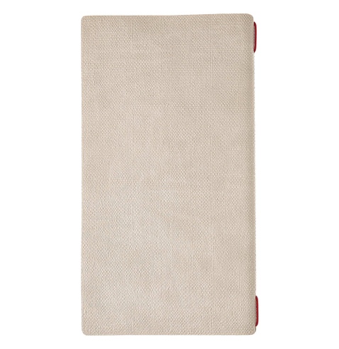 Porta Menu A4 SLIM (17,4x31,8 cm) etichetta PATCH "menu" 2 buste (4 facciate) elastico rosso JUTA AVORIO