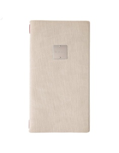 Porta Menu A4 SLIM (17,4x31,8 cm) etichetta METAL "menu" solo elastico rosso JUTA AVORIO