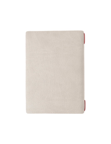 Porta Menu A5 (16,5x23,1 cm) etichetta PATCH "menu" solo elastico rosso JUTA AVORIO
