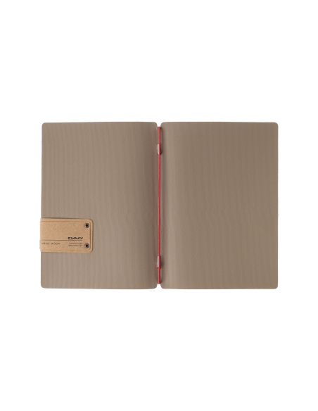 Porta Menu A5 (16,5x23,1 cm) etichetta PATCH "personalizzata" (minimo 18 pezzi) solo elastico rosso JUTA CAMMELLO