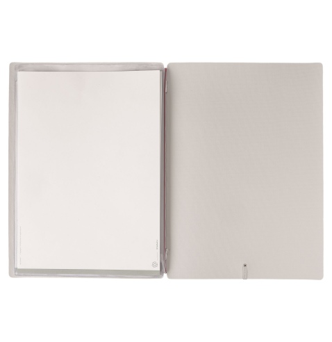 Porta Menu A4 (23,2x31,8 cm) etichetta METAL "menu" 2 buste (4 facciate) elastico rosso JUTA AVORIO