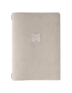 Porta Menu A4 (23,2x31,8 cm) etichetta METAL "personalizzata" (minimo 18 pezzi) solo elastico rosso JUTA AVORIO