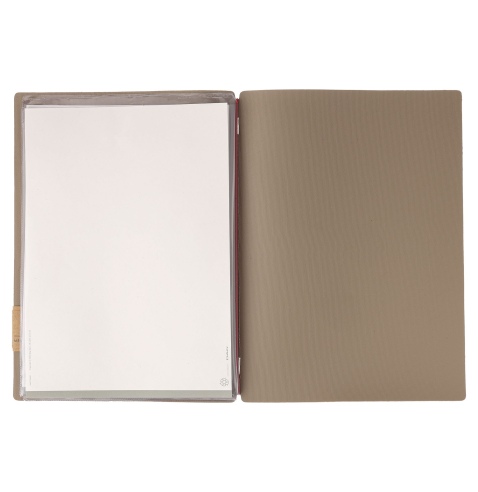 Porta Menu A4 (23,2x31,8 cm) etichetta PATCH "menu" 2 buste (4 facciate) elastico rosso JUTA CAMMELLO