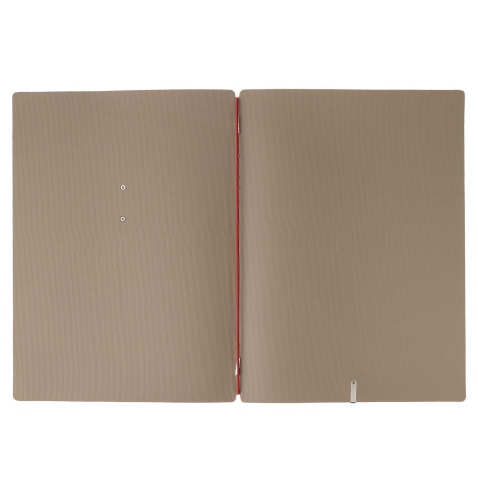 Porta Menu A4 (23,2x31,8 cm) etichetta METAL "personalizzata" (minimo 18 pezzi) solo elastico rosso JUTA CAMMELLO
