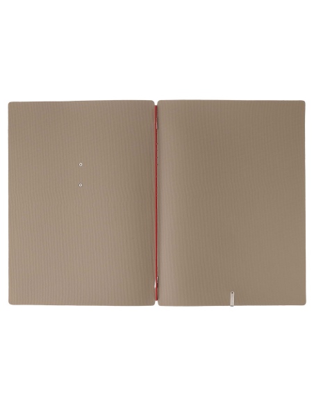 Porta Menu A4 (23,2x31,8 cm) etichetta METAL "personalizzata" (minimo 18 pezzi) solo elastico rosso JUTA CAMMELLO