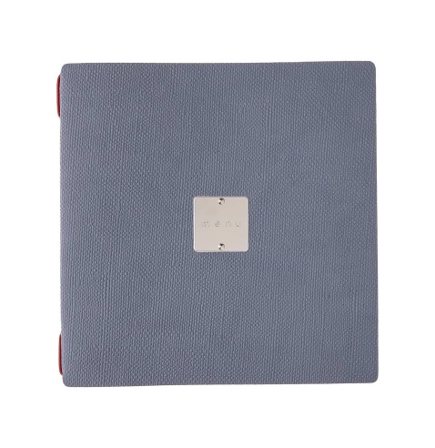 Porta Menu QUADRATO (23x23,1 cm) etichetta METAL "menu" solo elastico rosso JUTA AVIO