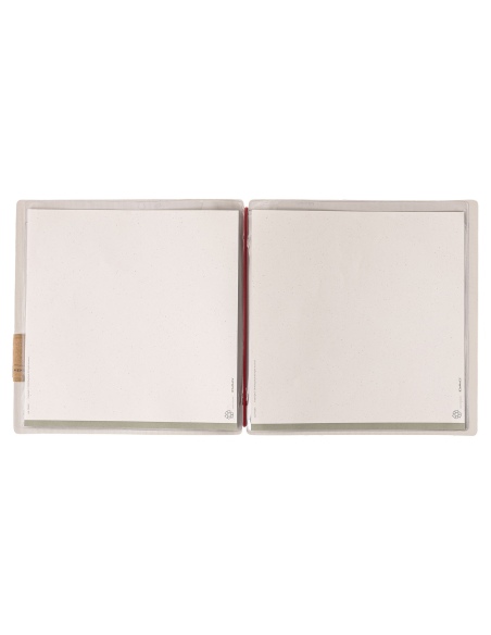 Porta Menu QUADRATO (23x23,1 cm) etichetta PATCH "personalizzata" (minimo 18 pezzi) 2 buste (4 facciate) elastico rosso JUTA AVO